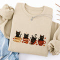Embroidered Black Cat Coffee Classic Crewneck Sweatshirt
