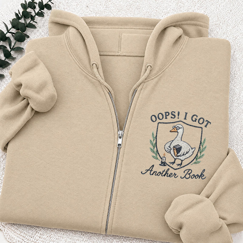 Embroidered Goose Got Another Book Classic Adult Unisex Full Zip Hoodie