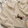 Embroidered Black Cat Mushroom Book Classic Quarter Zip Sweatshirt