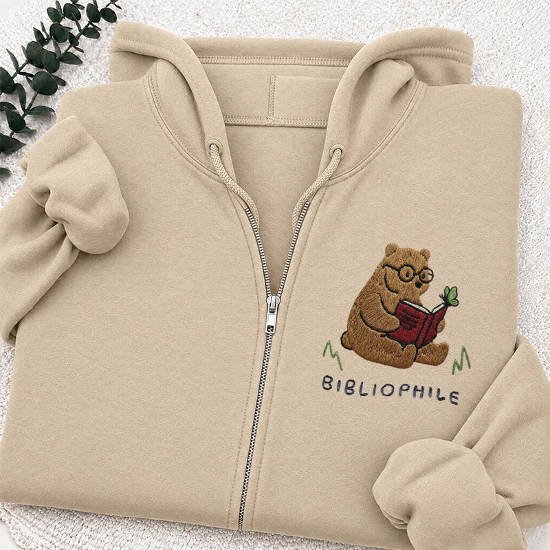 Embroidered Reading Bear Classic Full Zip Hoodie