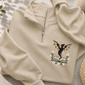 Embroidered Dragon Floral Book Classic Quarter Zip Sweatshirt