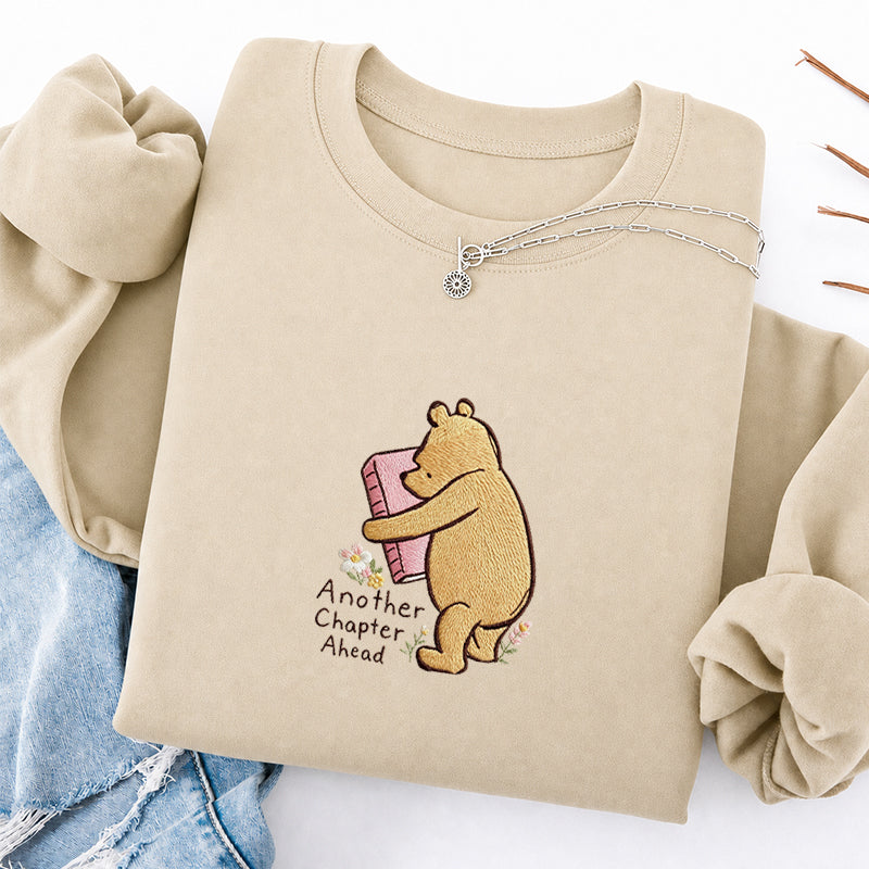 Embroidered Reading Bear Another Chapter Classic Crewneck Sweatshirt