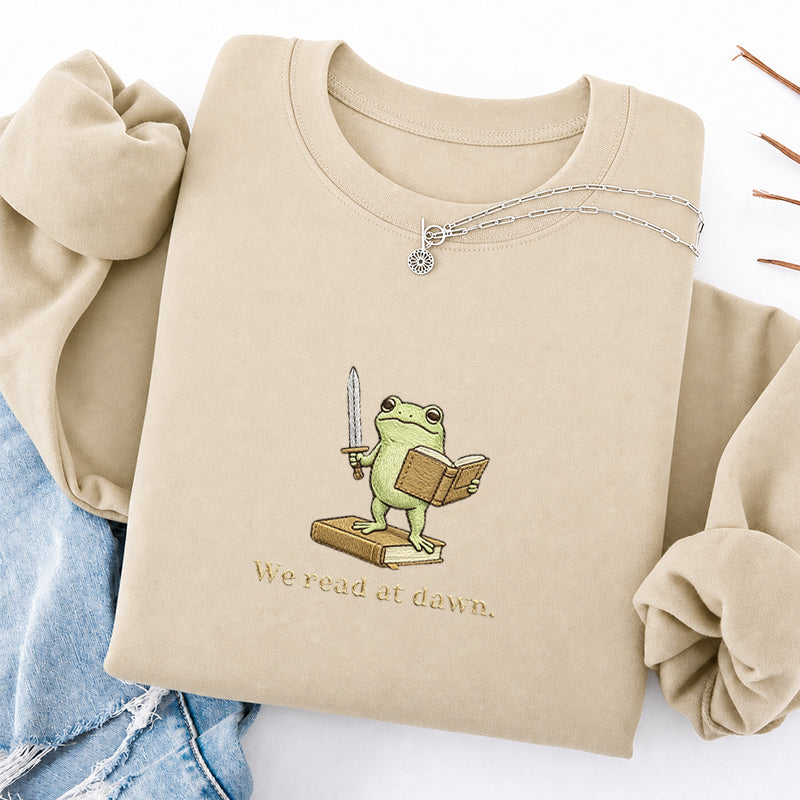 Embroidered We Read At Dawn Classic Crewneck Sweatshirt