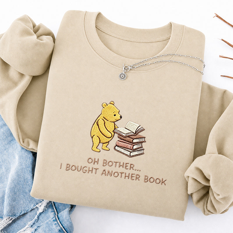 Embroidered Funny Bear Reading Books Classic Crewneck Sweatshirt