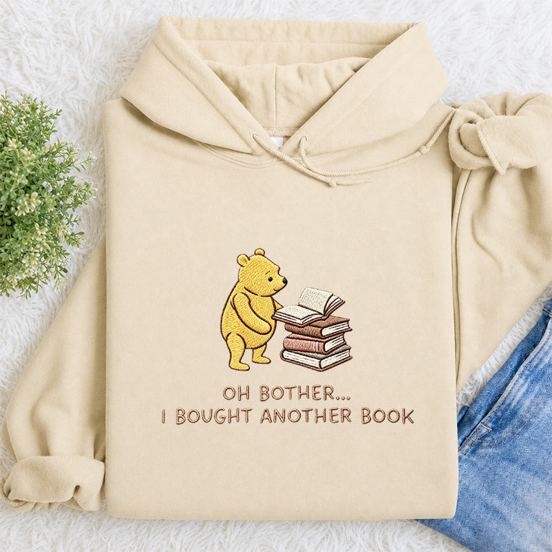 Embroidered Funny Bear Reading Books Classic Adult Unisex Hoodie