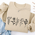 Embroidered Flower Lines Classic Crewneck Sweatshirt