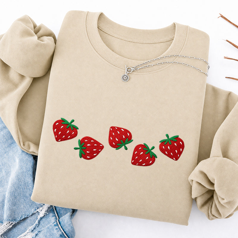 Embroidered Strawberry Classic Crewneck Sweatshirt
