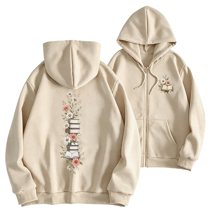 Where Books Bloom Adult Unisex Full Zip Hoodie