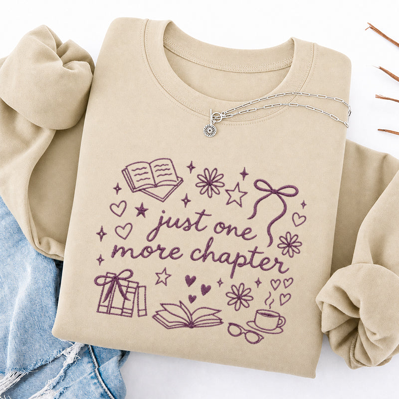 Embroidered Just One More Chapter Classic Crewneck Sweatshirt