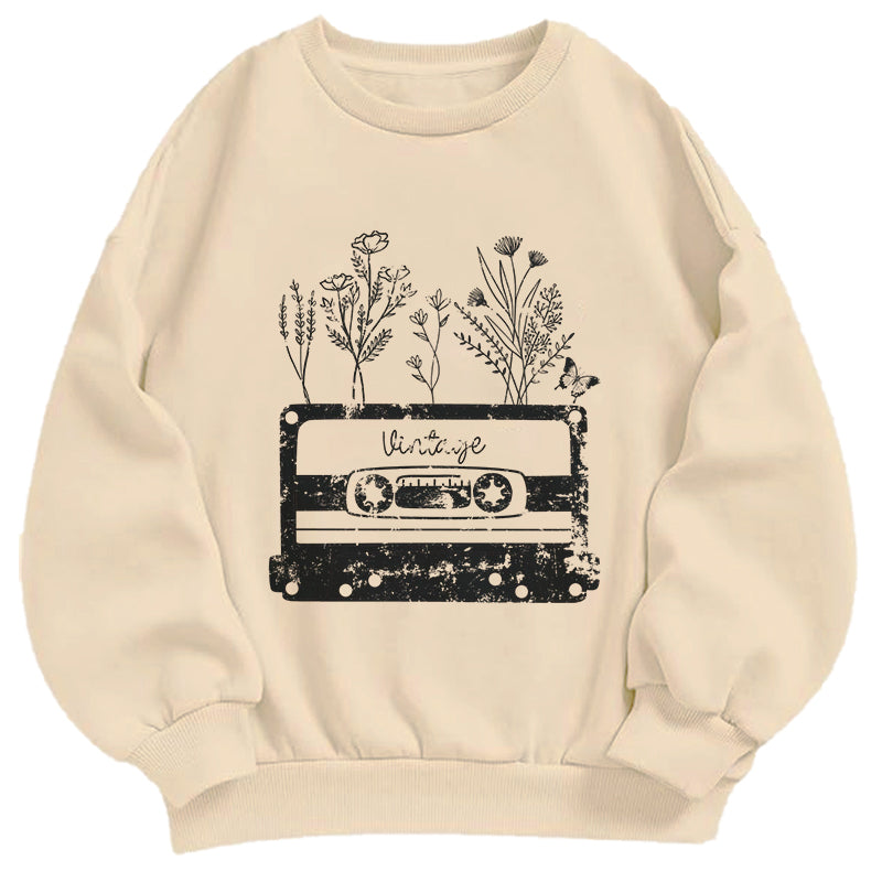 Vintage Cassette Wildflowers Classic Adult Unisex Crewneck Sweatshirts