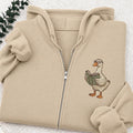 Embroidered Reading Goose Classic Adult Unisex Full Zip Hoodie