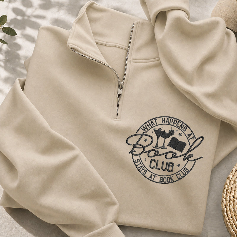 Embroidered Funny Book Club Classic Quarter Zip Sweatshirt