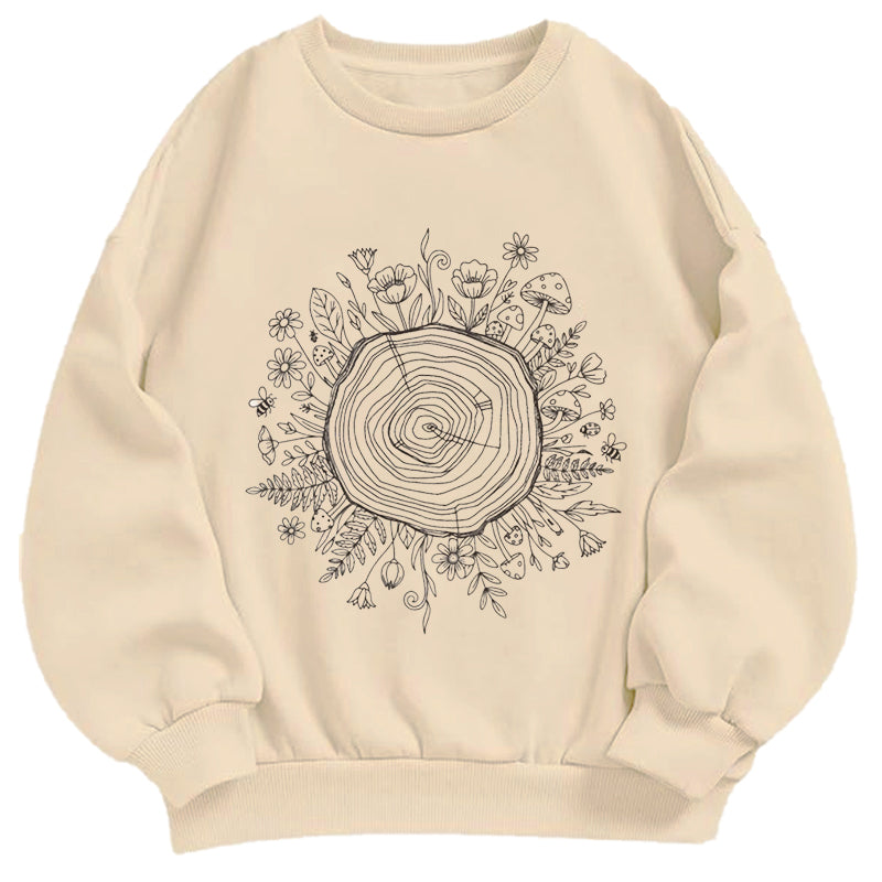 Tree Ring with Wildflowers Classic Adult Unisex Crewneck Sweatshirts