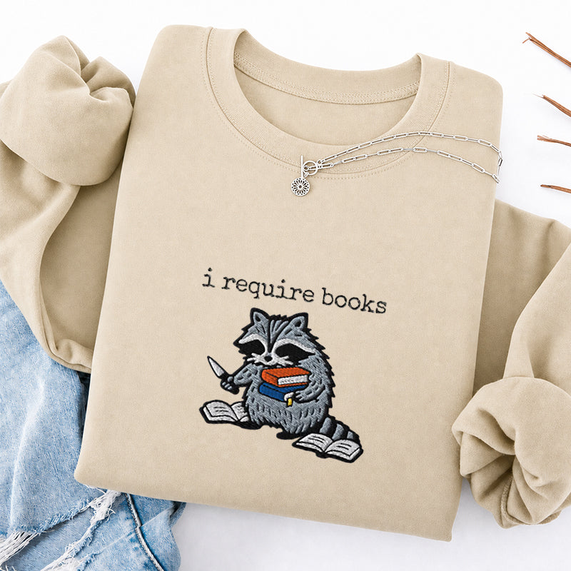 Embroidered I Required Books Classic Crewneck Sweatshirt