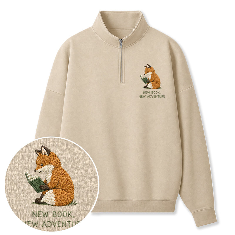 Embroidered New Book New Adventure Classic Quarter Zip Sweatshirt