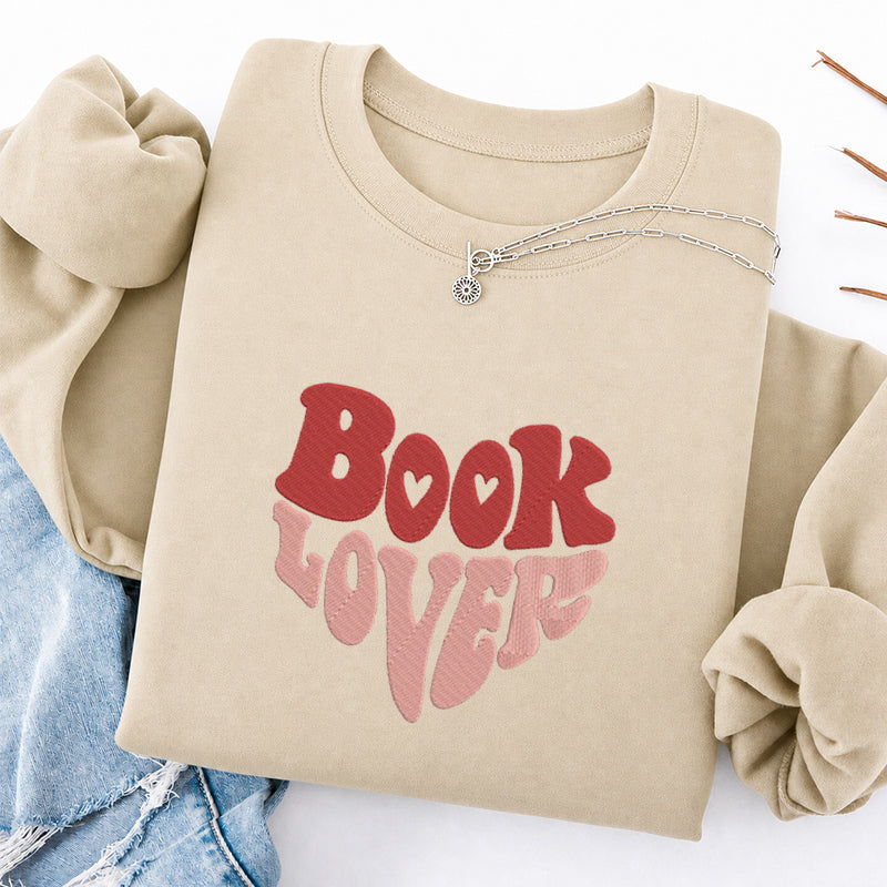 Embroidered Vintage Book Lover Classic Crewneck Sweatshirt