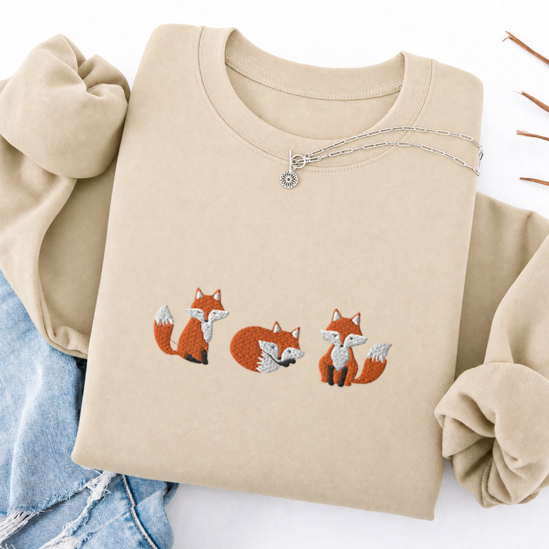 Embroidered Cute Fox Classic Crewneck Sweatshirt