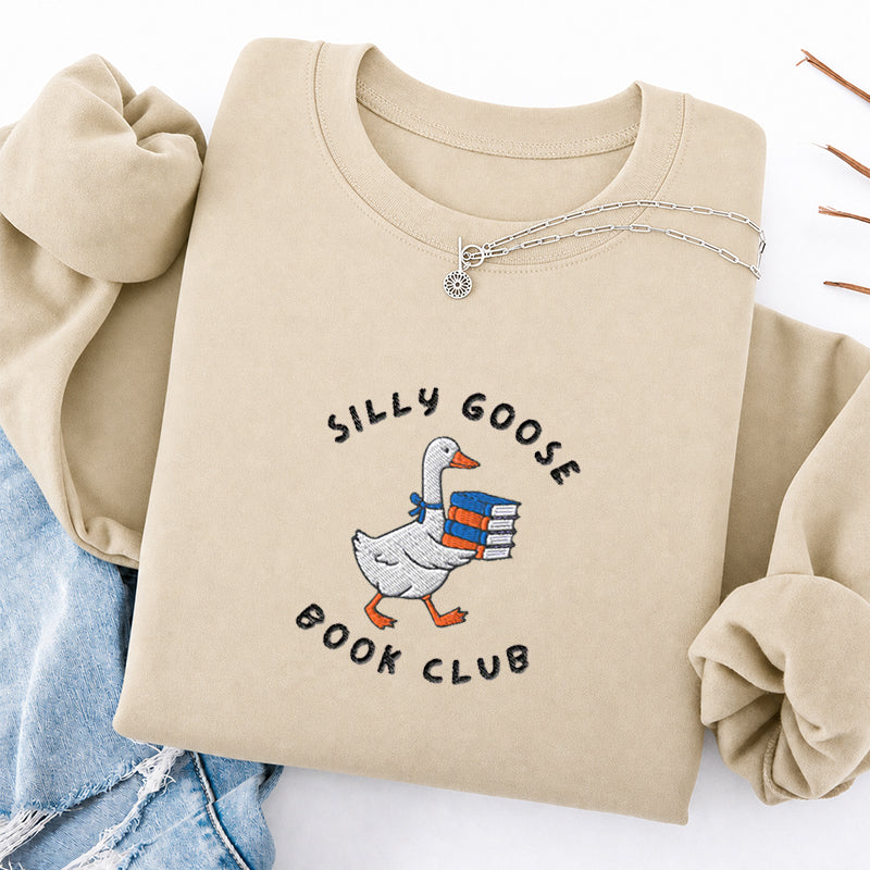 Embroidered Silly Goose Book Club Classic Crewneck Sweatshirt