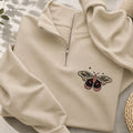 Embroidered Moth Butterfly Classic Quarter Zip Sweatshirt