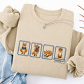 Embroidered Bookish Fox Stamp Classic Crewneck Sweatshirt