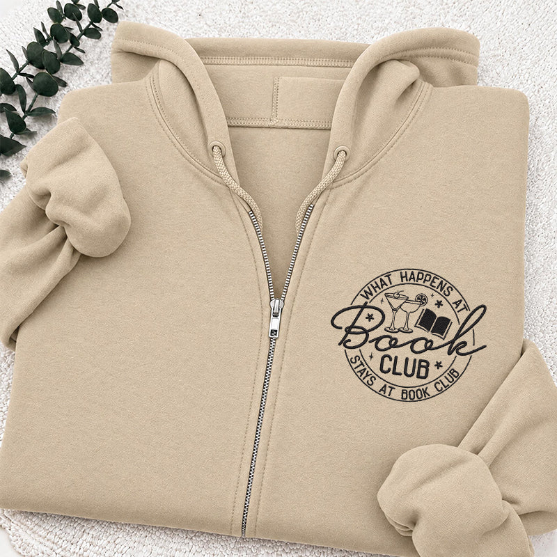 Embroidered Funny Book Club Classic Full Zip Hoodie