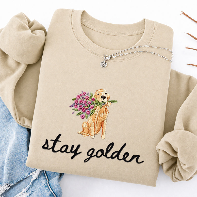 Embroidered Stay Golden Classic Crewneck Sweatshirt