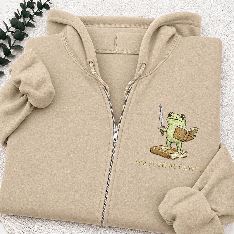 Embroidered We Read At Dawn Classic Adult Unisex Full Zip Hoodie