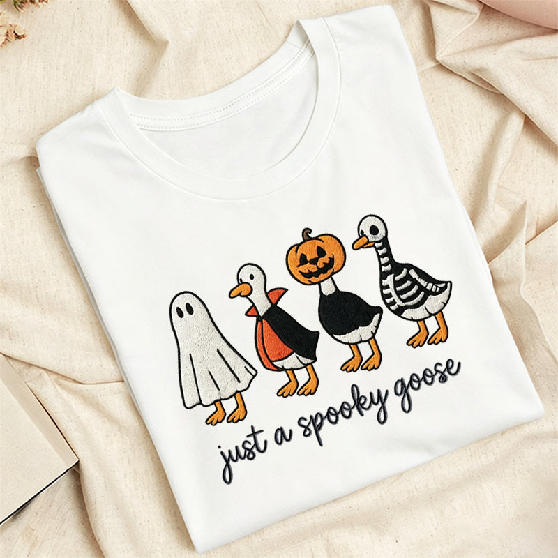 Embroidered Just A Spooky Goose Classic Adult Unisex Crew Neck T-Shirt