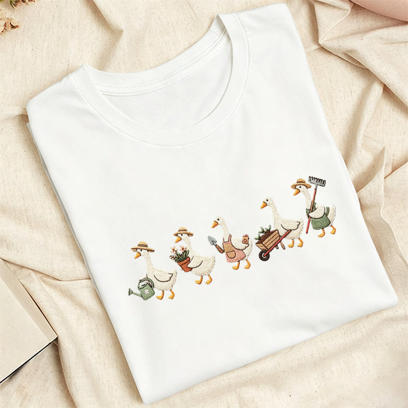 Embroidered Garden Goose Classic Adult Unisex Crew Neck T-Shirt