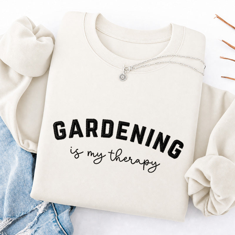 Embroidered Gardening Is My Therapy Classic Crewneck Sweatshirt
