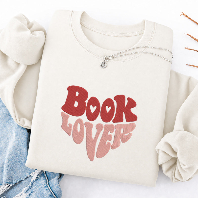 Embroidered Vintage Book Lover Classic Crewneck Sweatshirt
