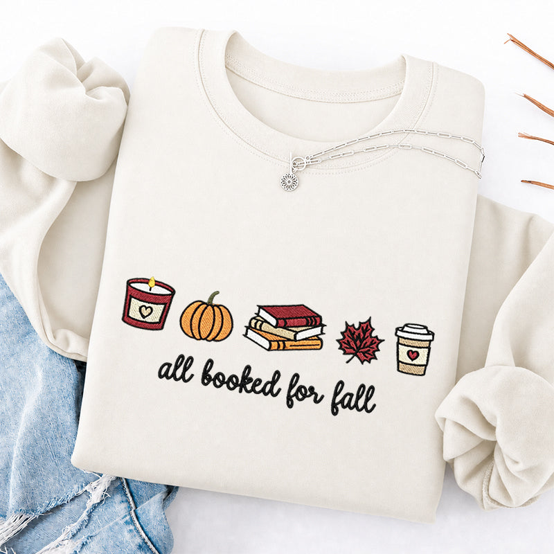 Embroidered All Booked For Fall Classic Crewneck Sweatshirt