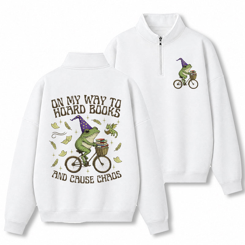 Off To Hoard Books Bookish Frog Classic Quarter Zip Sweatshirt