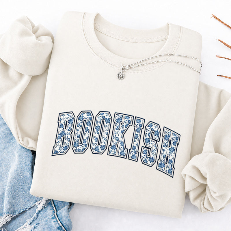 Embroidered Retro Bookish Classic Crewneck Sweatshirt