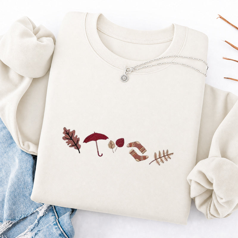 Embroidered Cozy Fall Classic Crewneck Sweatshirt