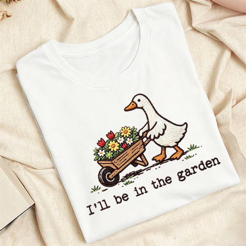 Embroidered Silly Goose Garden Classic Adult Unisex Crew Neck T-Shirt