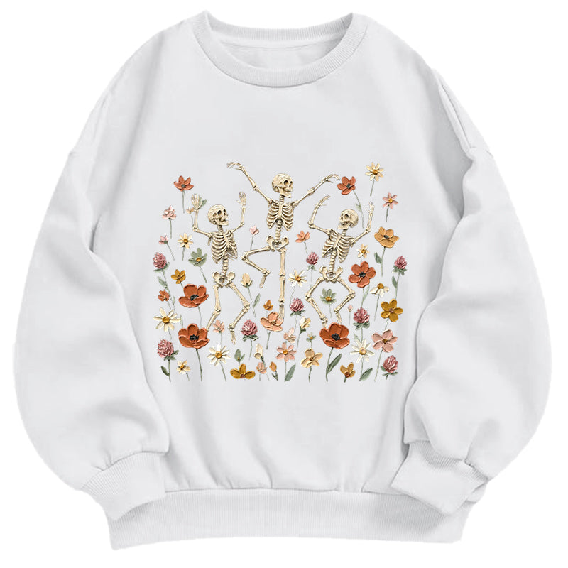 Skeleton and Floral Garden Classic Adult Unisex Crewneck Sweatshirts