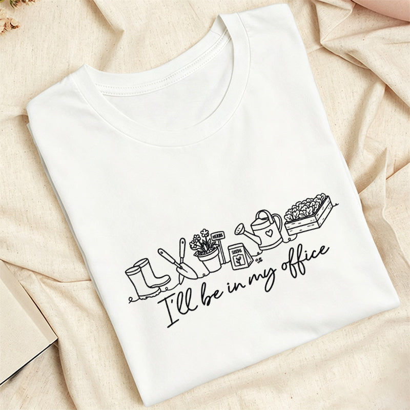 Embroidered I'll be in My Office Classic Adult Unisex Crew Neck T-Shirt