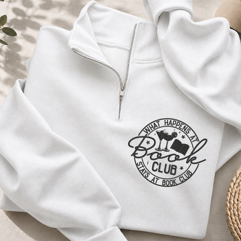 Embroidered Funny Book Club Classic Quarter Zip Sweatshirt