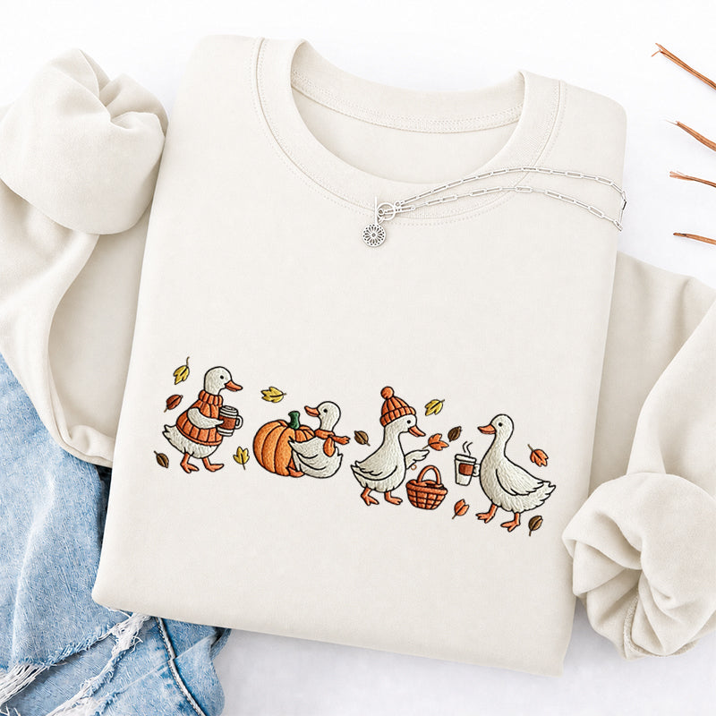 Embroidered Autumn Goose Classic Crewneck Sweatshirt