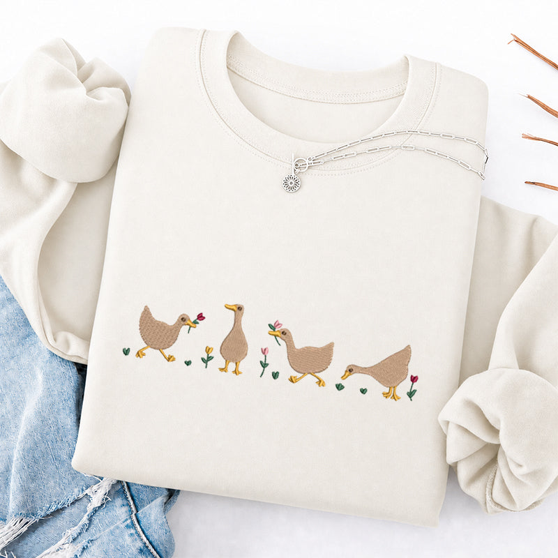 Embroidered Floral Silly Goose Classic Crewneck Sweatshirt