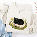 Embroidered Black Cat Book Classic Crewneck Sweatshirt