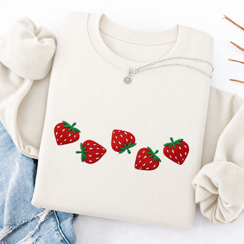 Embroidered Strawberry Classic Crewneck Sweatshirt