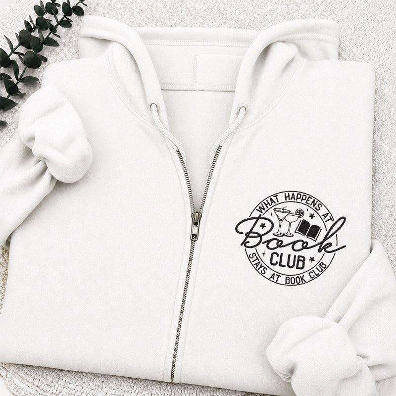 Embroidered Funny Book Club Classic Full Zip Hoodie