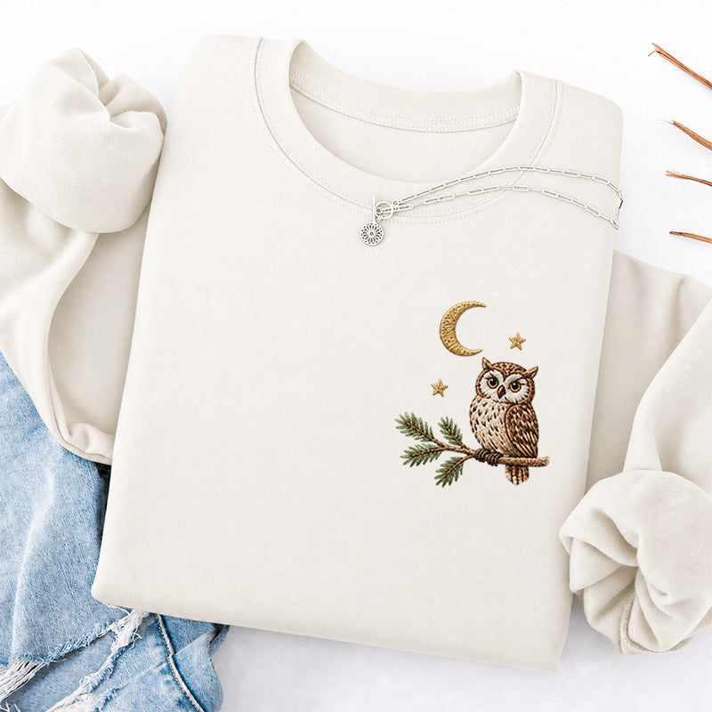 Embroidered Night Owl Classic Crewneck Sweatshirt