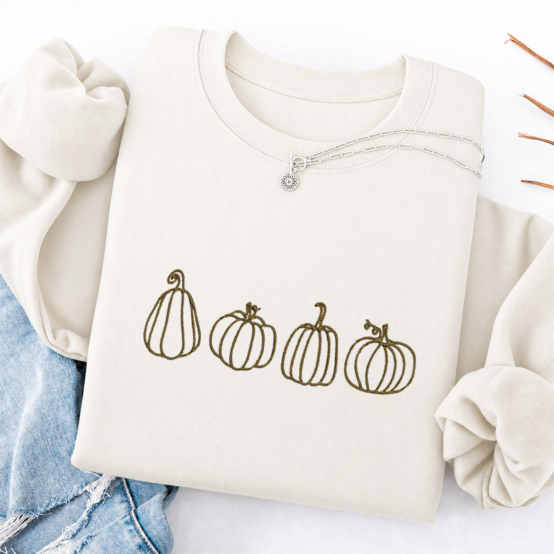 Embroidered Pumpkins Classic Crewneck Sweatshirt