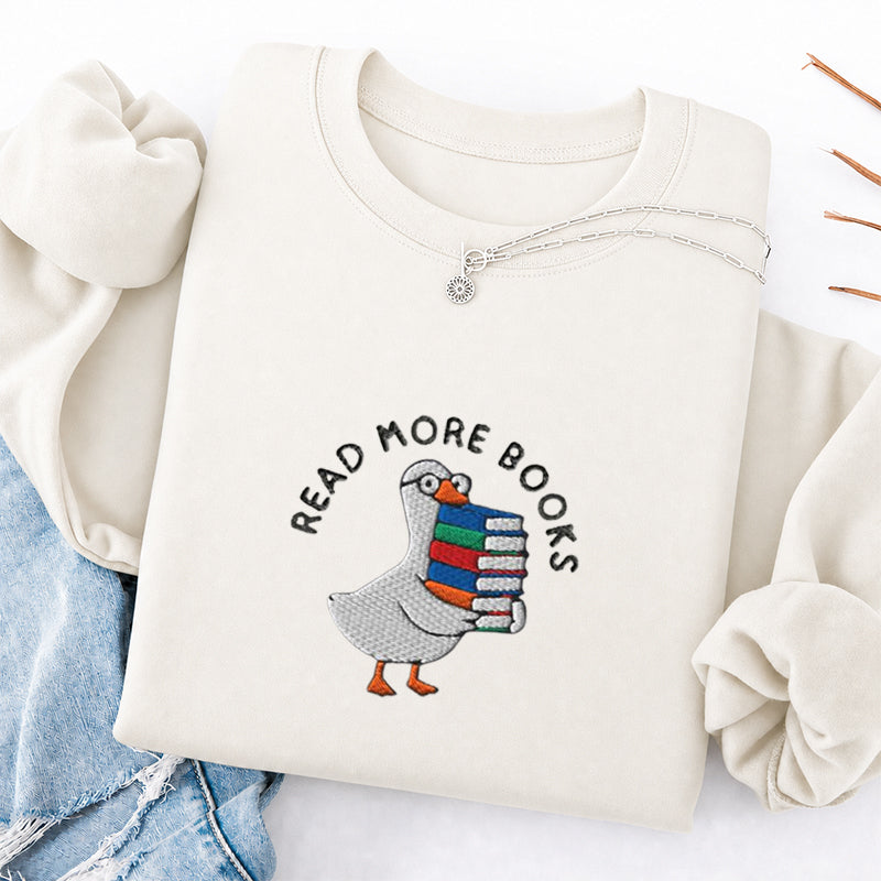 Embroidered Read More Books Goose Classic Crewneck Sweatshirt