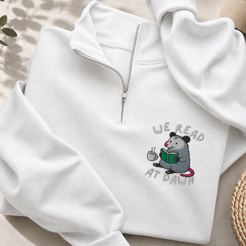 Embroidered We Read At Dawn Classic Quarter Zip Sweatshirt