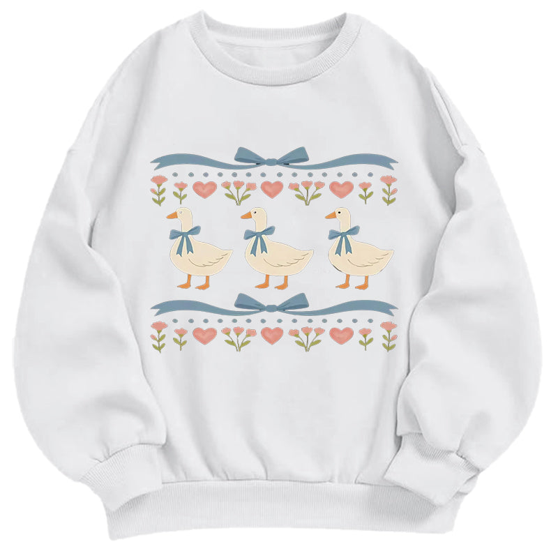 Vintage Three Duck & Floral Classic Adult Unisex Crewneck Sweatshirts