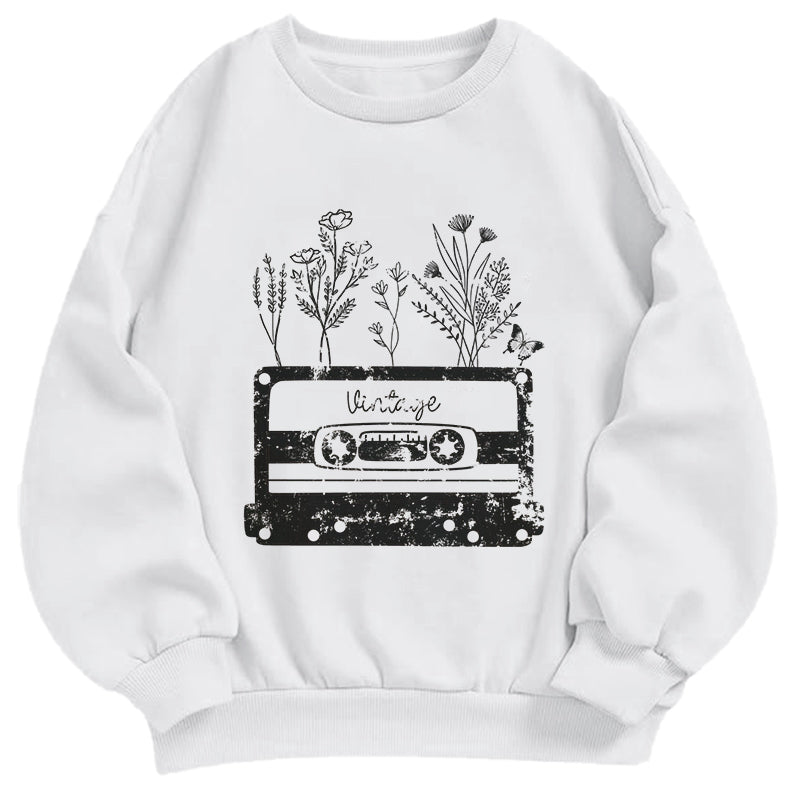 Vintage Cassette Wildflowers Classic Adult Unisex Crewneck Sweatshirts